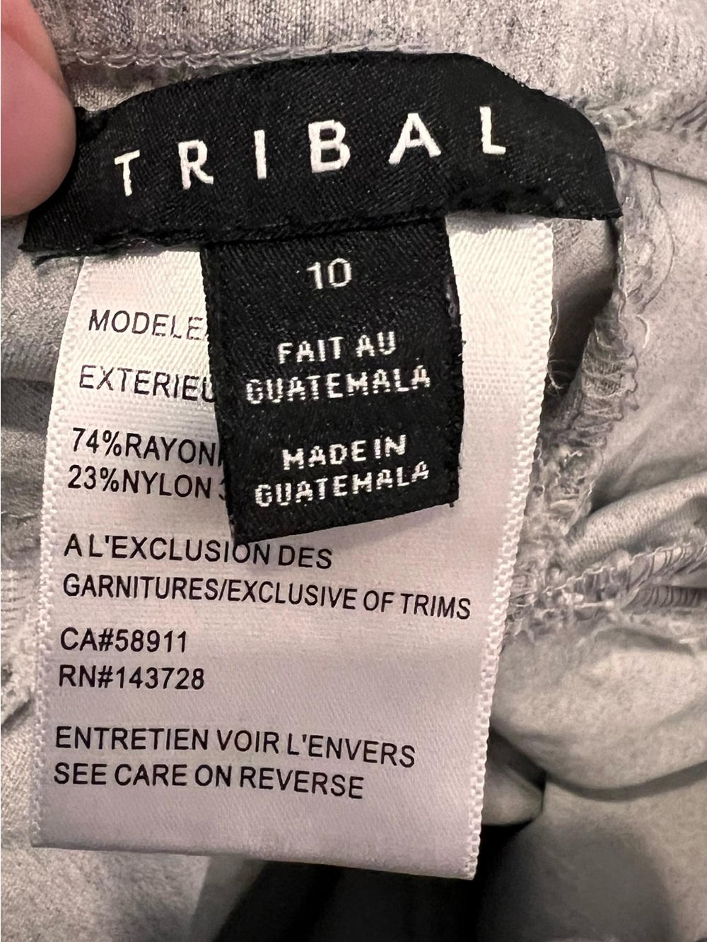 Tribal Gray Stretch Pull-On Ankle Dress Pants - Cuffed Workwear - Size 10 - Picture 10 of 15